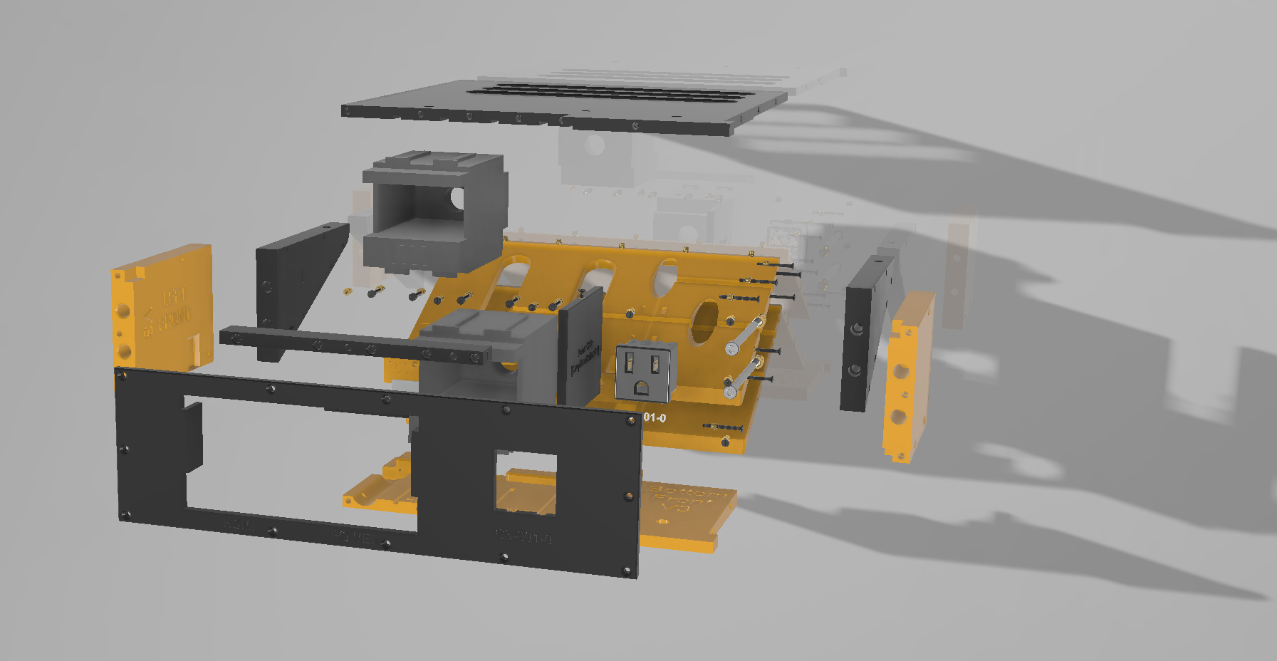 EX3D cable retractor exploded CAD assembly